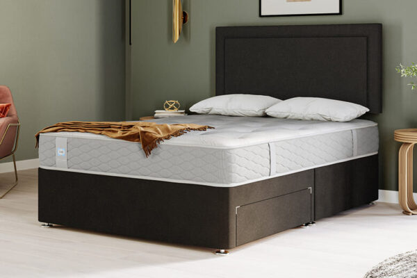 Sealy Ortho Plus Bronze Mattress + Premium Divan Bed, Charcoal Grey, No Storage, Single