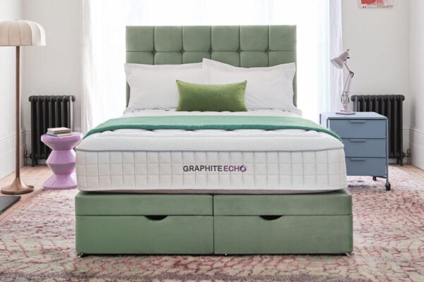 Sleepeezee Graphite Echo 2300 Memory Hybrid Mattress + Premium Divan Bed, Charcoal Grey, No Storage, Single