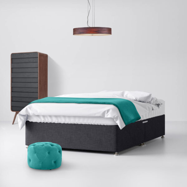 Small Single - Divan Bed - Dark Grey - Charcoal - Fabric - 2ft6 - Happy Beds