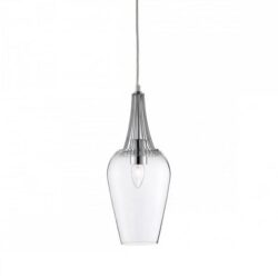 Whisk Chrome Trim Pendant Lamp And Grey Ceiling Suspension