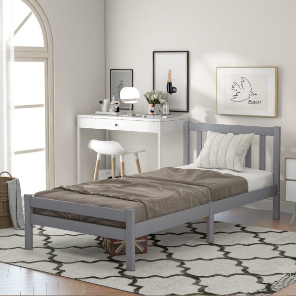 3ft Single Bed Frame with Headboard, Footboard, Wood Frame Support, Easy Assembly, Slat Daybed for Teenagers, Adults, 196x94x77 cm, Grey Aosom.UK