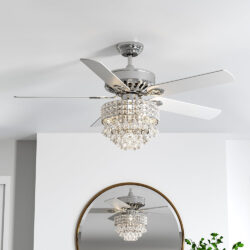 52 Inch LED Ceiling Fan 5 Blades Crystal Chandelier