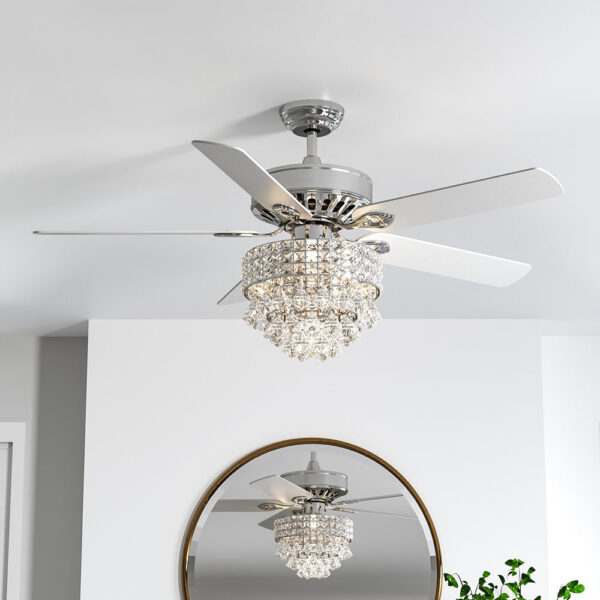 52 Inch LED Ceiling Fan 5 Blades Crystal Chandelier