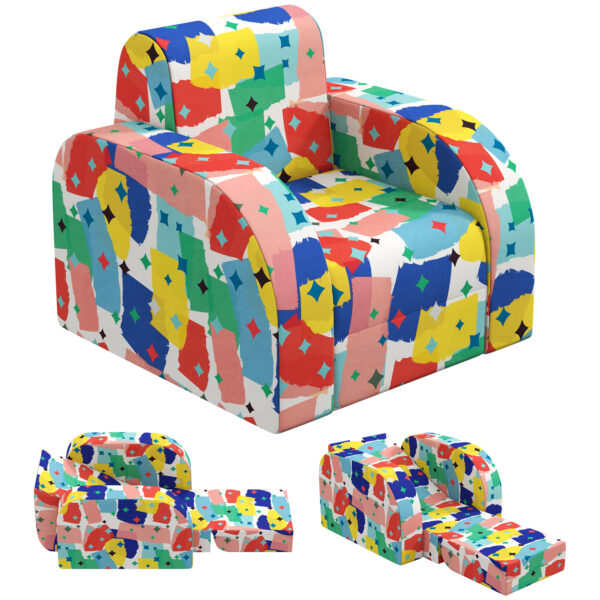 AIYAPLAY Foldable Toddler Chair Soft Snuggle Sponge Filled for Bedroom Playroom, Aged 18 Months to 3 Years - Multicoloured Aosom UK