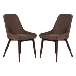Acton Brown Fabric Dining Chairs In Pair