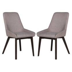 Acton Latte Fabric Dining Chairs In Pair