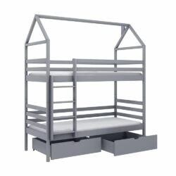 Agnano Wooden Bunk Bed Without Mattress And Storage In Grey