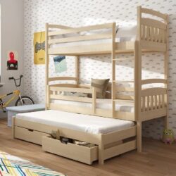 Aiken Wooden Bunk Bed With Foam Mattress In Pine