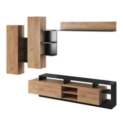 Akron Wooden Entertainment Unit In Gold Craft Oak With LED