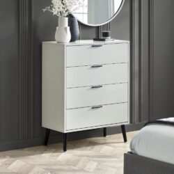 Alba - 4-Drawer Wide Chest of Drawers - Silk Grey - Lacquered MDF - Happy Beds