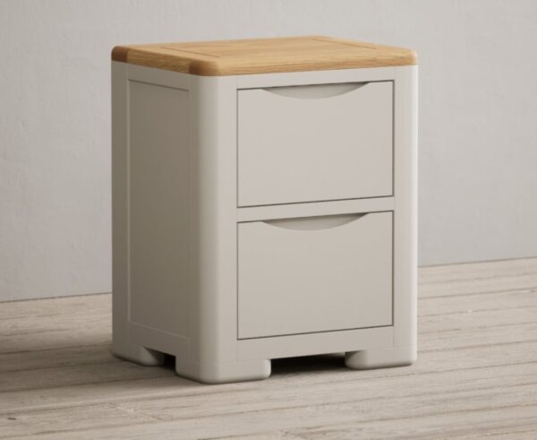 Alba Oak and Soft White Painted 2 Drawer Bedside Chest