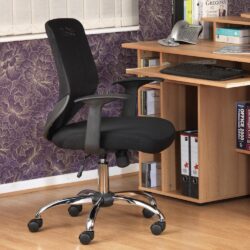 Albany Fabric Home And Office Chair With Chrome Base In Black