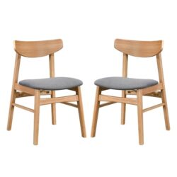 Allen Oak Wooden Dining Chairs In Pair