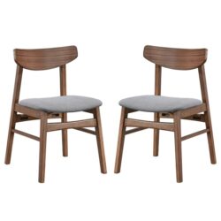 Allen Walnut Wooden Dining Chairs In Pair