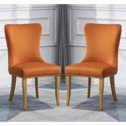 Alpine Burnt Orange Fabric Dining Chairs In Pair