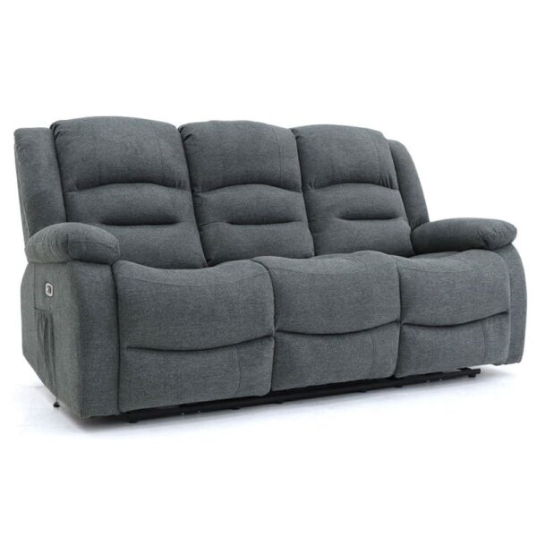 Alta Fabric Electric Recliner 3 Seater Sofa In Graphite