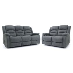 Alta Fabric Electric Recliner 3+2 Seater Sofa Set In Graphite