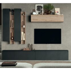 Anzio Wooden Entertainment Unit In Lava And Cadiz Oak