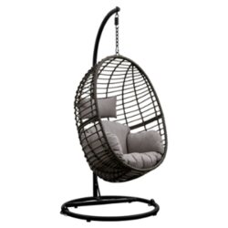 Araneda Small Wicker Hanging Chair In Natural With Steel Frame
