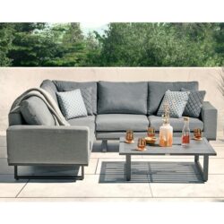 Arica Outdoor Corner Lounge Set And Coffee Table In Grey