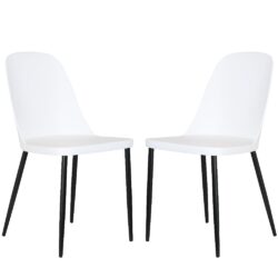 Arta Duo White Plastic Seat Dining Chairs In Pair