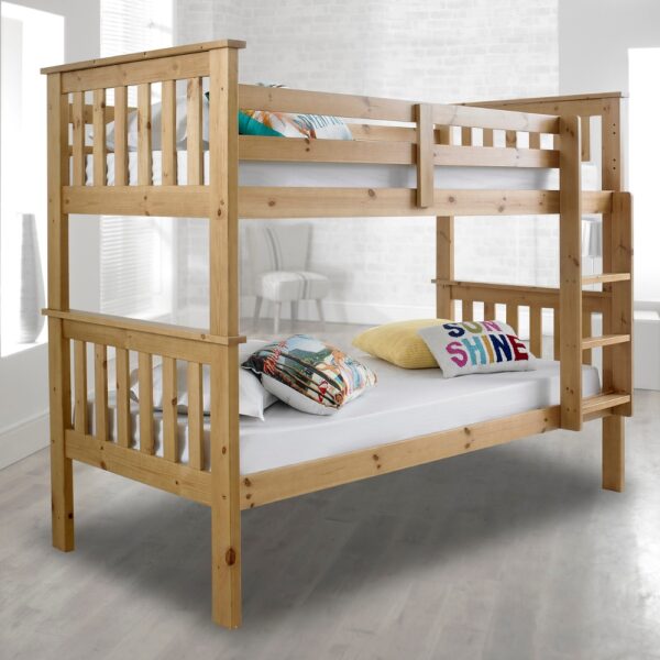 Atlantis - Single - Kids Solid Pine Wooden Bunk Bed Frame - 3ft - Happy Beds