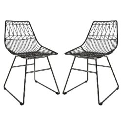 Auckland Black Metal Bistro Dining Chairs In Pair