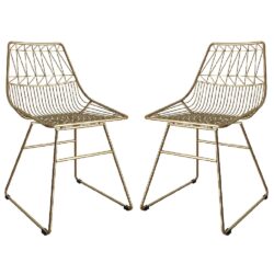 Auckland Gold Metal Bistro Dining Chairs In Pair