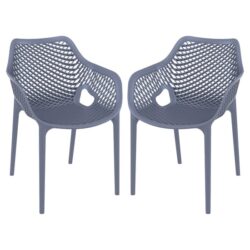 Aultos Outdoor Dark Grey Stacking Armchairs In Pair