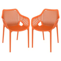Aultos Outdoor Orange Stacking Armchairs In Pair