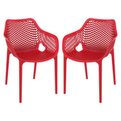 Aultos Outdoor Red Stacking Armchairs In Pair