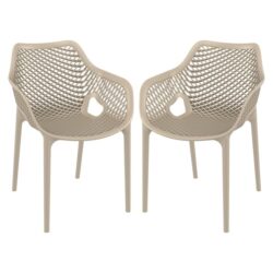 Aultos Outdoor Taupe Stacking Armchairs In Pair