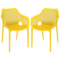 Aultos Outdoor Yellow Stacking Armchairs In Pair