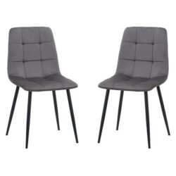 Avenel Grey Fabric Dining Chairs In Pair