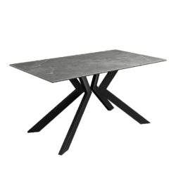 Azido Ceramic Rectangular Dining Table In Matte Grey