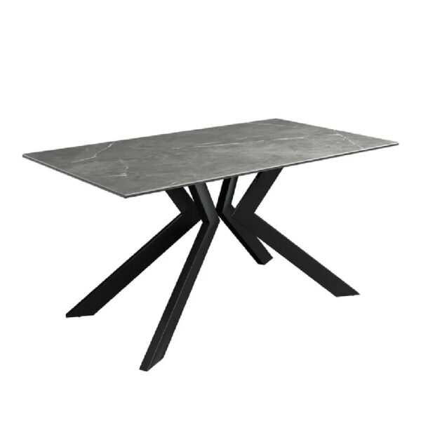 Azido Ceramic Rectangular Dining Table In Matte Grey