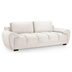 Aztec Plush Velvet 3 Seater Sofa In Cream