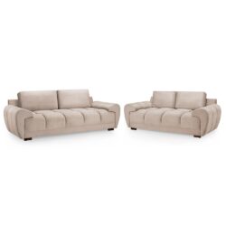 Aztec Plush Velvet 3+2 Seater Sofa Set In Mocha