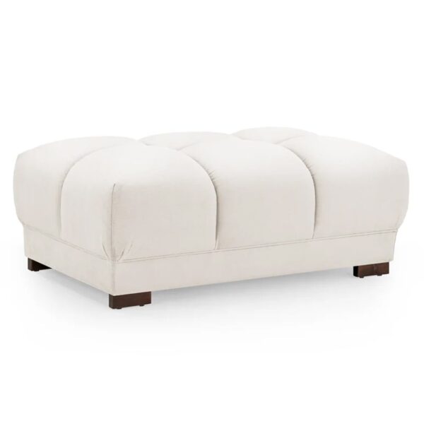 Aztec Plush Velvet Foot Stool In Cream
