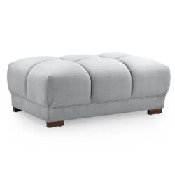 Aztec Plush Velvet Foot Stool In Grey