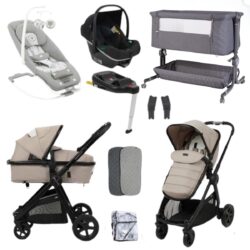 BabyLo Panorama XTi Premium Travel System & Starter Nursery Bundle including Isofix Base 2, Almond