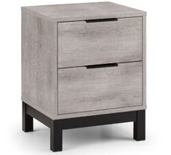 Bali - 2-Drawer Bedside Table - Grey Oak - Wooden - Happy Beds