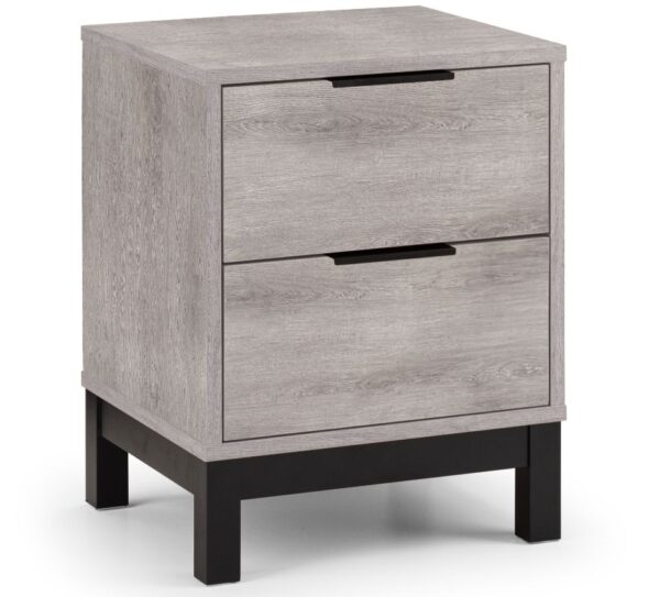 Bali - 2-Drawer Bedside Table - Grey Oak - Wooden - Happy Beds