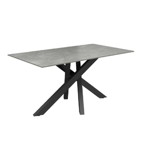 Barrie Ceramic Rectangular Dining Table In Matte Grey