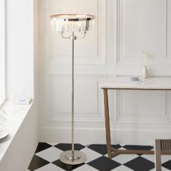 Bastrop Faceted Glass Floor Lamp In Bright Nickel
