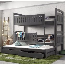 Beckley Wooden Bunk Bed With Bonnell Mattress Trundle In Graphite