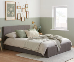 Berlin - Single - Mid Grey Fabric Ottoman Storage Bed Frame - Single - Happy Beds