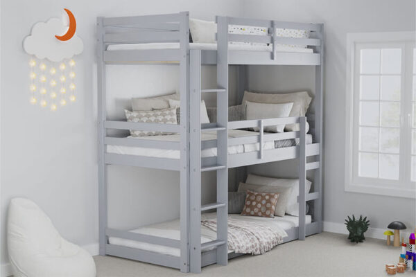 Birlea Tressa Grey Kids Triple Bunk Bed, Single