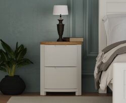 Bradwell Oak and Signal White Painted 2 Drawer Bedside Chest