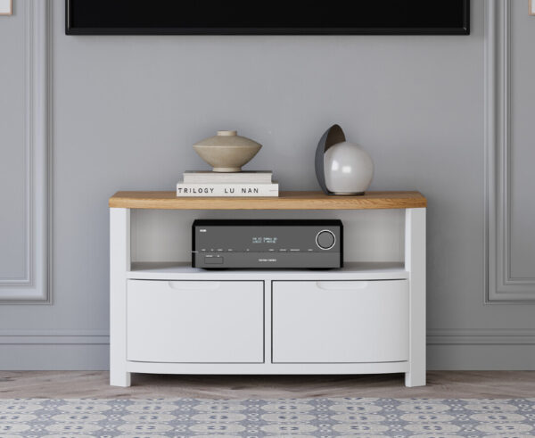 Bradwell Oak and Signal White Painted Small TV Unit